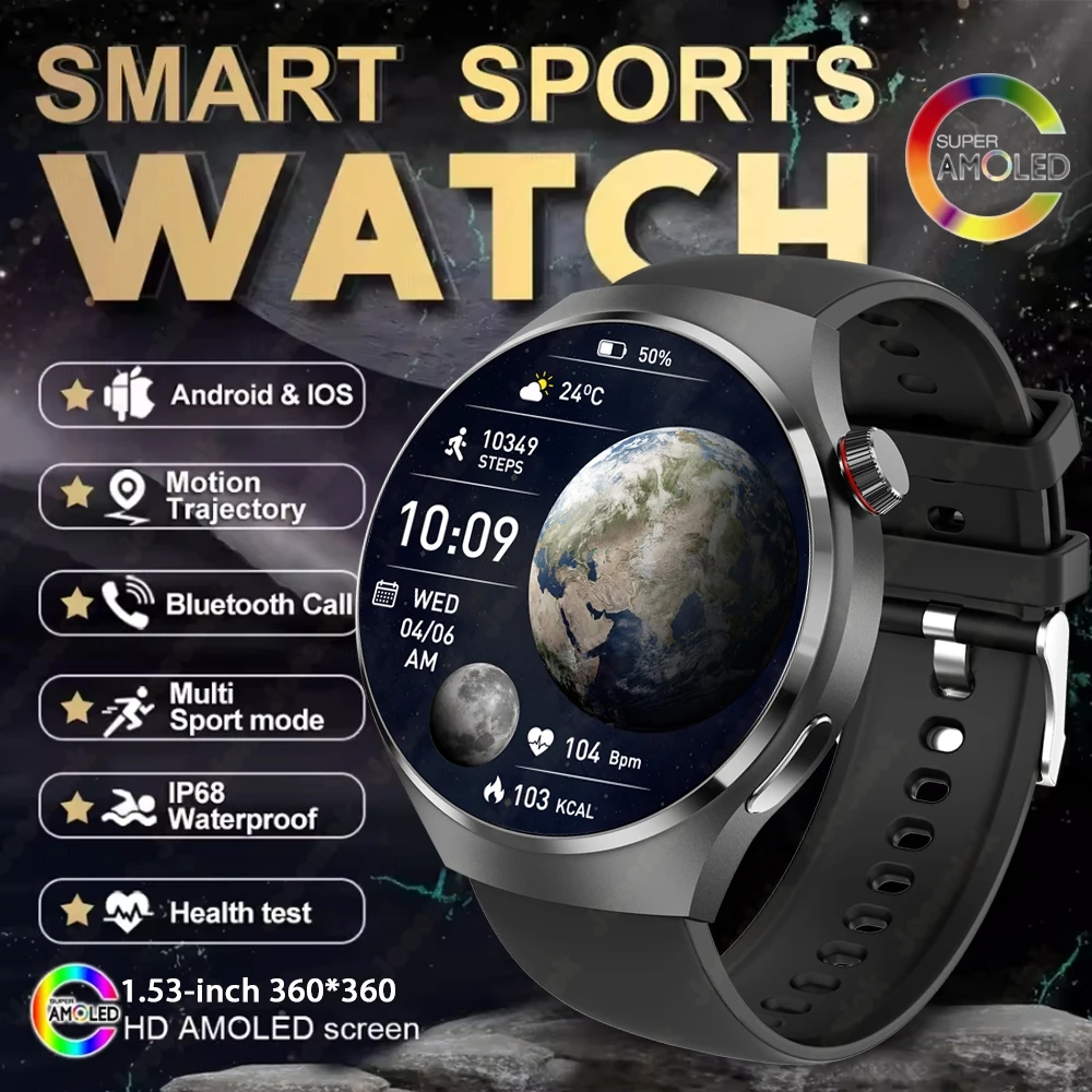 2025 novo relógio 4 gt série relógio inteligente masculino tela amoled freqüência cardíaca monitoramento de saúde bluetooth chamada negócios smartwatch homem - Imagem 9