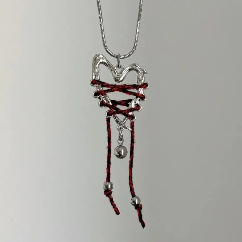 Pingente de coração de chama oca de aço inoxidável requintado; Colar de colar de metal punk unissex para o estilo de luxo hip hop. - Imagem 7