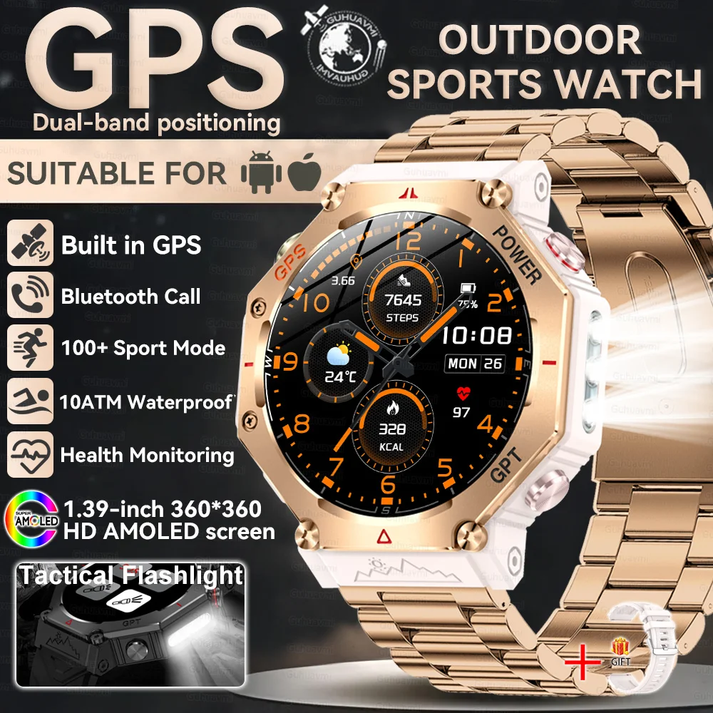 Novo Smartwatch T-Rex 3 Ultra GPS Masculino 2025, Resistente à Água 10ATM IP68, com Bússola GNSS de Banda Dupla Integrada, Estilo Militar Esportivo. - Imagem 8