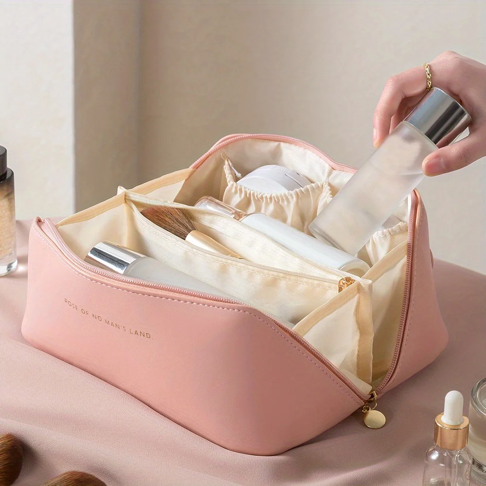 Organizador de maquiagem feminino kit de higiene pessoal saco compõem caso bolsa de armazenamento luxo senhora caixa, saco de cosméticos, saco organizador para viagem zip - Imagem 3