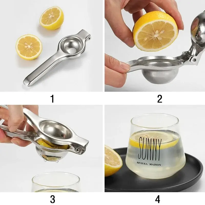 Espremedor de limão manual de aço inoxidável, processador, acessórios de cozinha, suco, prensagem de frutas, cítricos, laranja, prensa de limão - Imagem 5