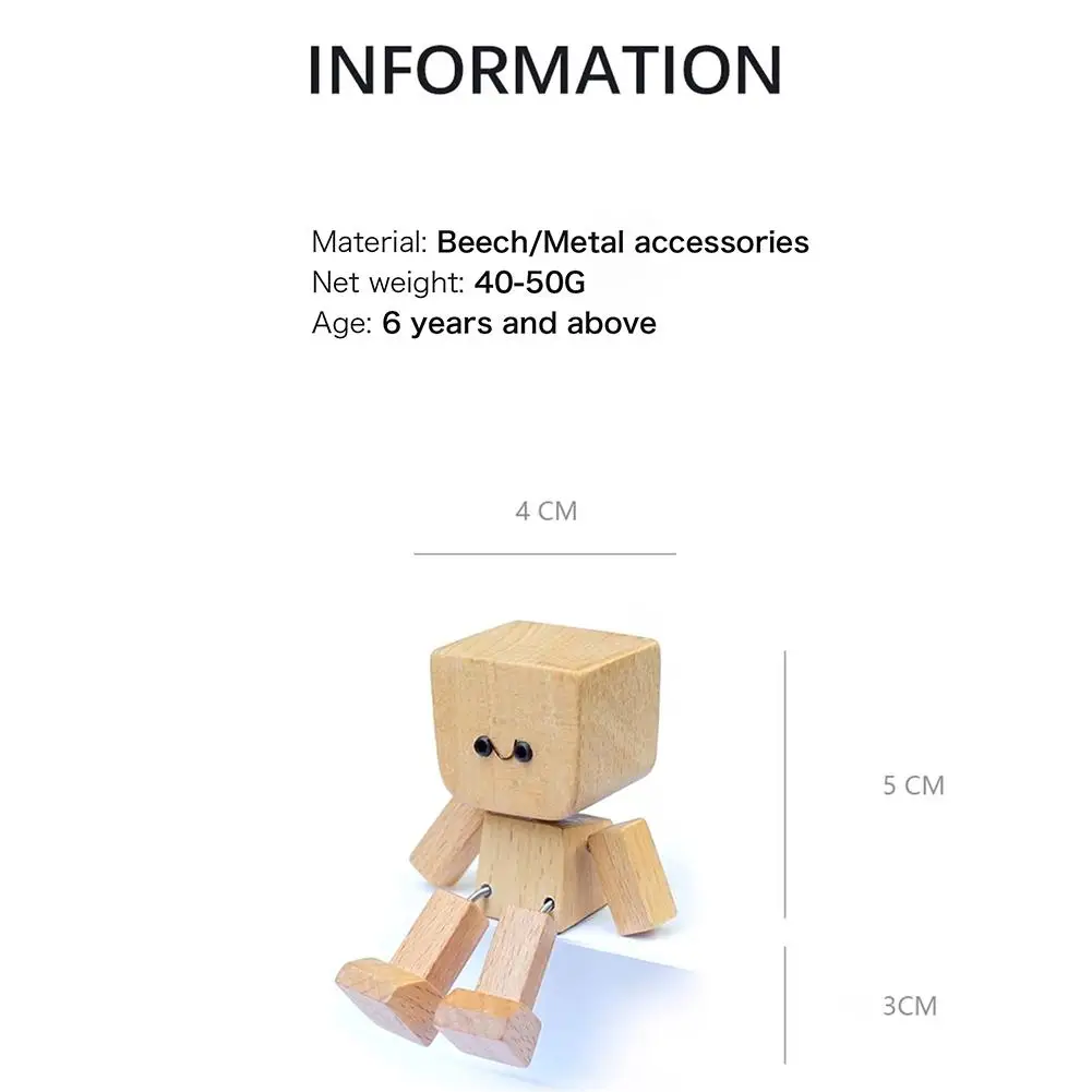 Shaking homem de madeira expressões substituíveis estatueta base magnética bonito interior do carro ornamentos de madeira engraçado decoração de mesa de madeira - Imagem 6