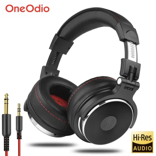 Oneodio fone de ouvido com fio com microfono, headphone profissional studio Pro DJ, over ear HiFi monitor headset com Hi-Res áudio, Para o PC Telefónico