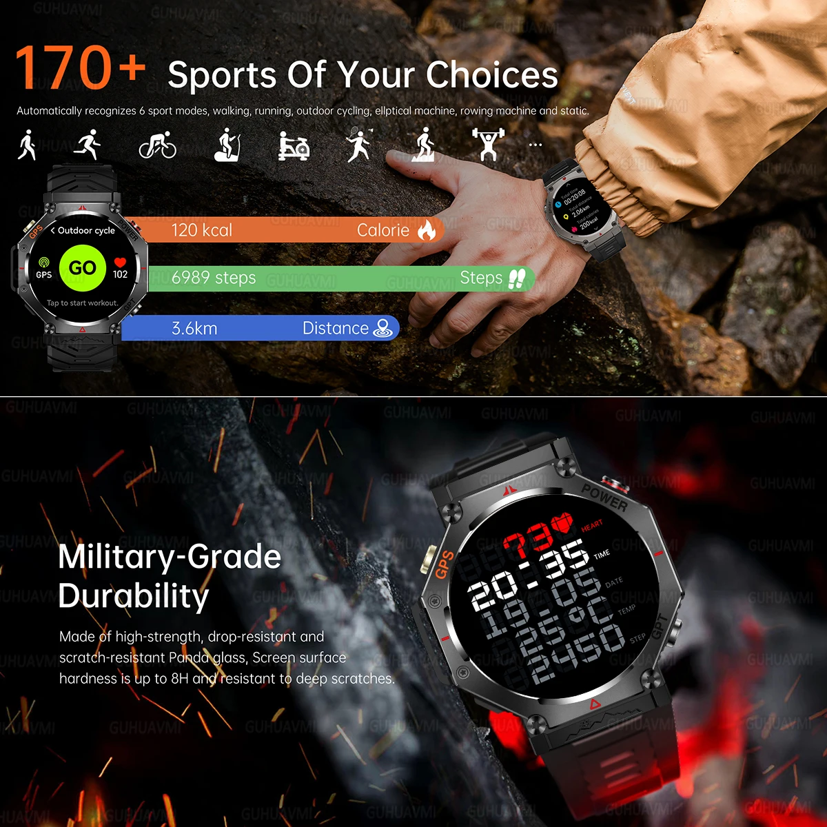 Novo Smartwatch T-Rex 3 Ultra GPS Masculino 2025, Resistente à Água 10ATM IP68, com Bússola GNSS de Banda Dupla Integrada, Estilo Militar Esportivo. - Imagem 5