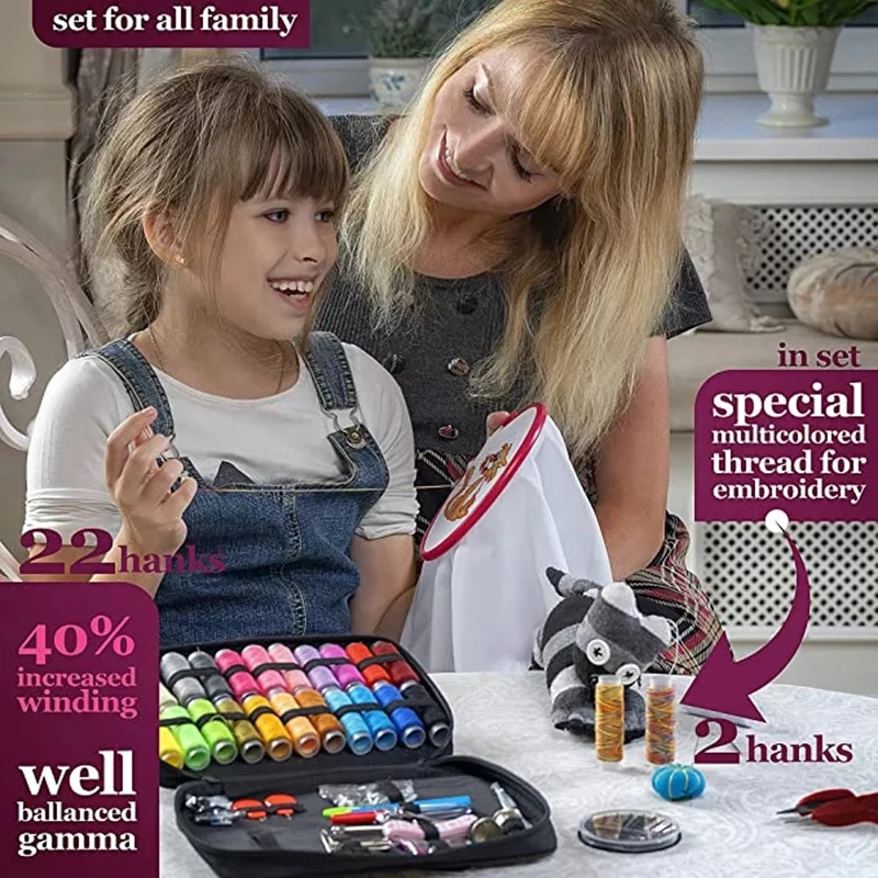 Kits de costura diy multi-função caixa de costura conjunto para mão acolchoado costura linha de bordado acessórios de costura kits de costura - Imagem 6