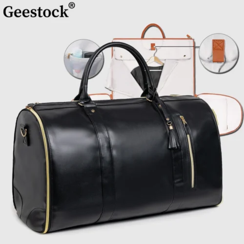 Gestock-Grande saco de viagem impermeável para mulheres, Folding Suit Storage Bag, Travel Suitcase, Weekend Handbag, Outdoor Sport, PU, New