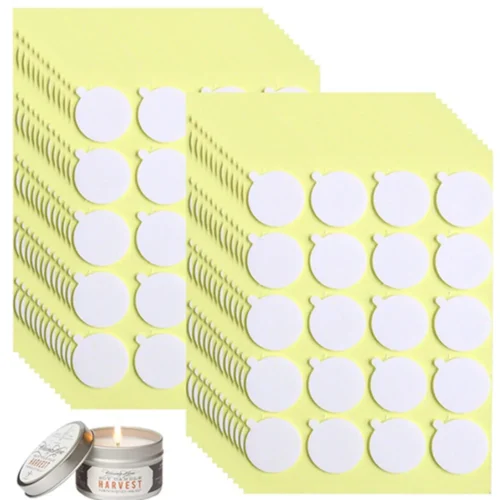 Adesivos de pavio de vela, 240 peças, resistência ao calor, adesivos dupla face com o pequeno ''Tail ''Aderente constante em adesivo de pavio de cera quente