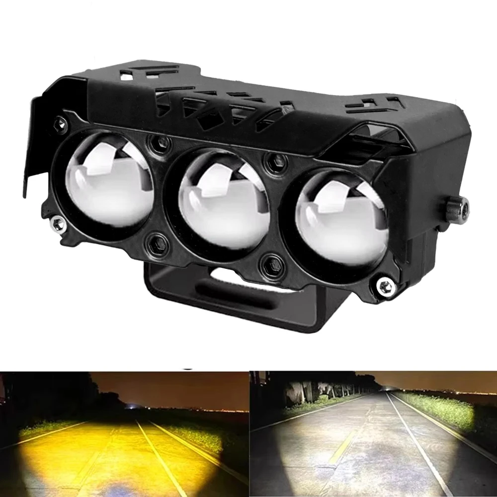 Holofote led para motocicleta, lâmpadas de trabalho, cor dupla, feixe alto/baixo, luz de neblina para carros, suvs, utvs, caminhões, 12v, mini lente, luz de condução - Imagem 7