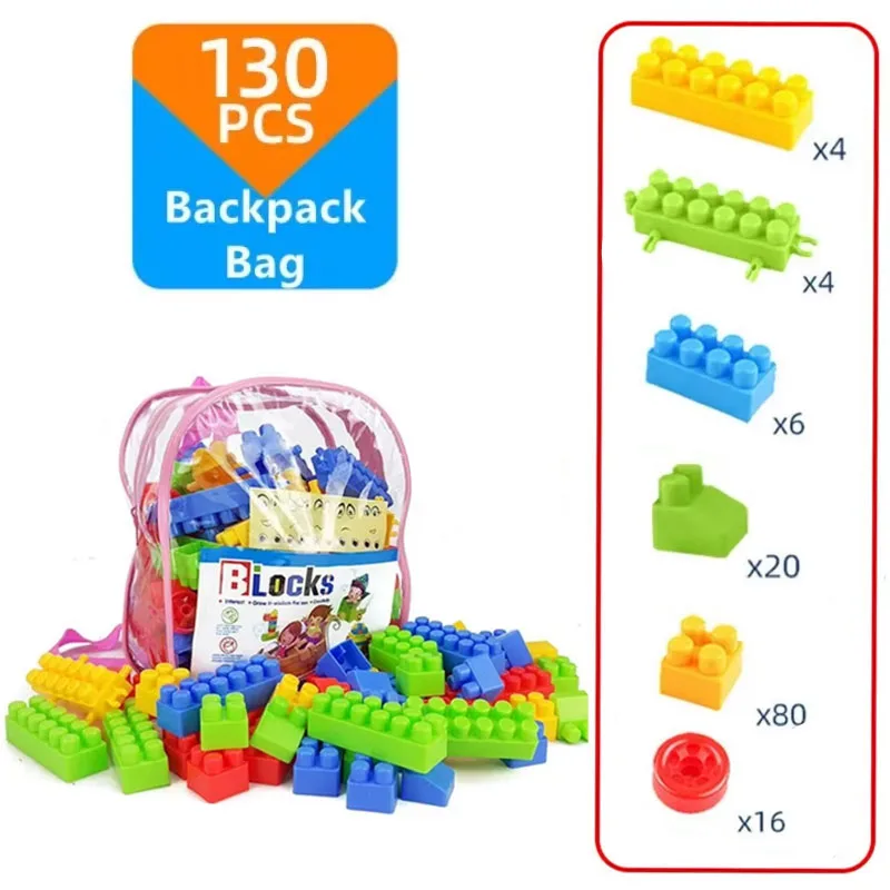 100/130 peças de brinquedos de empilhamento montados para crianças, grandes partículas de blocos de construção, brinquedos educativos para educação infantil - Imagem 7
