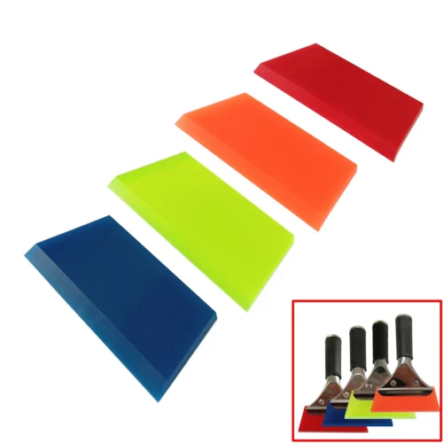 Carro Tint Vidro Limpa Água Limpa Raspador De Gelo, Lâmina De Borracha De Reposição, Fibra De Carbono Wrap Tool, Vermelho Azul Verde Laranja Faixa, B07N