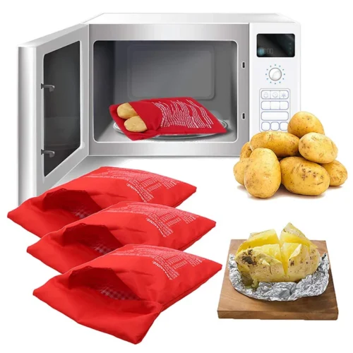 Saco de batata de microondas reutilizável expresso saco de fogão de batata de microondas cozido batata perfeita 4 minutos vermelho cozido bolsa