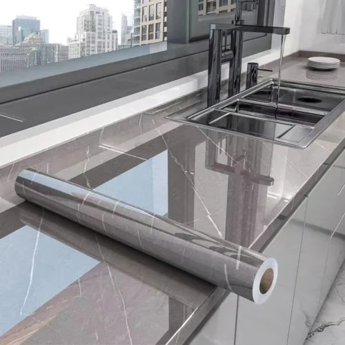 Papel de parede autoadesivo para cozinha, 40cm, padrão de mármore, pvc, decorações para casa, à prova de óleo, à prova d'água, decoração de casa de luxo