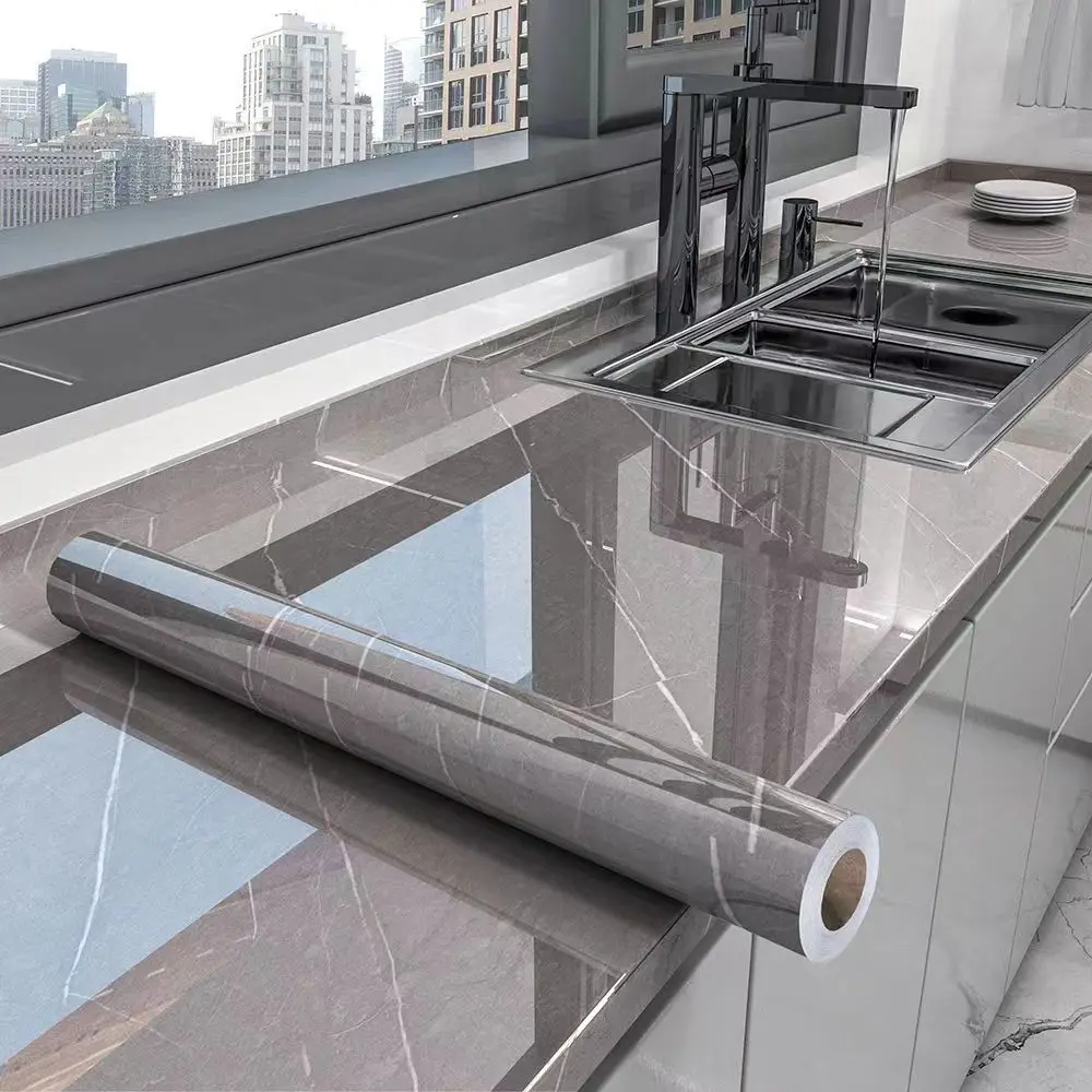 Papel de parede autoadesivo para cozinha, 40cm, padrão de mármore, pvc, decorações para casa, à prova de óleo, à prova d'água, decoração de casa de luxo