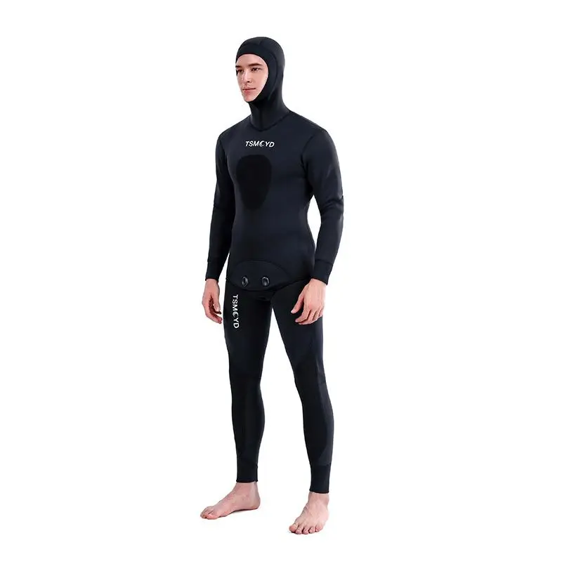 Terno com capuz de mergulho em neoprene para homens, capuz quente para surfe, zíper frontal, mergulho, pesca submarina, 3mm, 5mm, inverno, 2022. - Imagem 3