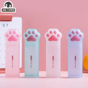 Papel gato pata forma bonito lápis caso estudante grande capacidade caixa de lápis kawaii papelaria material escolar 4 estilo