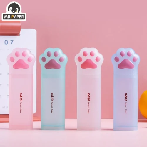 Papel gato pata forma bonito lápis caso estudante grande capacidade caixa de lápis kawaii papelaria material escolar 4 estilo