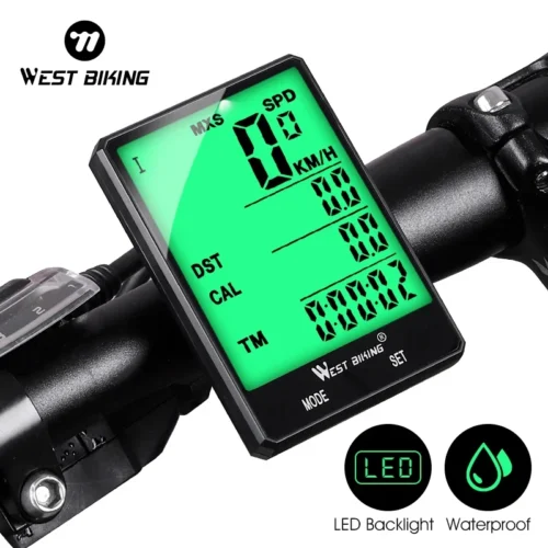 Velocímetro digital para bicicleta WEST BIKING com tela grande, LCD à prova d'água e retroiluminação, compatível com conexões sem fio e com fio. Odômetro para bicicleta.