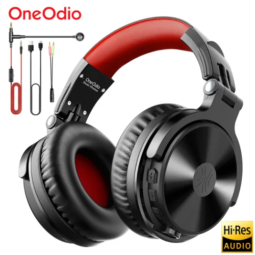 Oneodio-fone de ouvido sem fio bluetooth 5.2 110 horas de jogo, estero Headset Gamer com fio com Boom Microfone, Para Telefone, Computador, PC