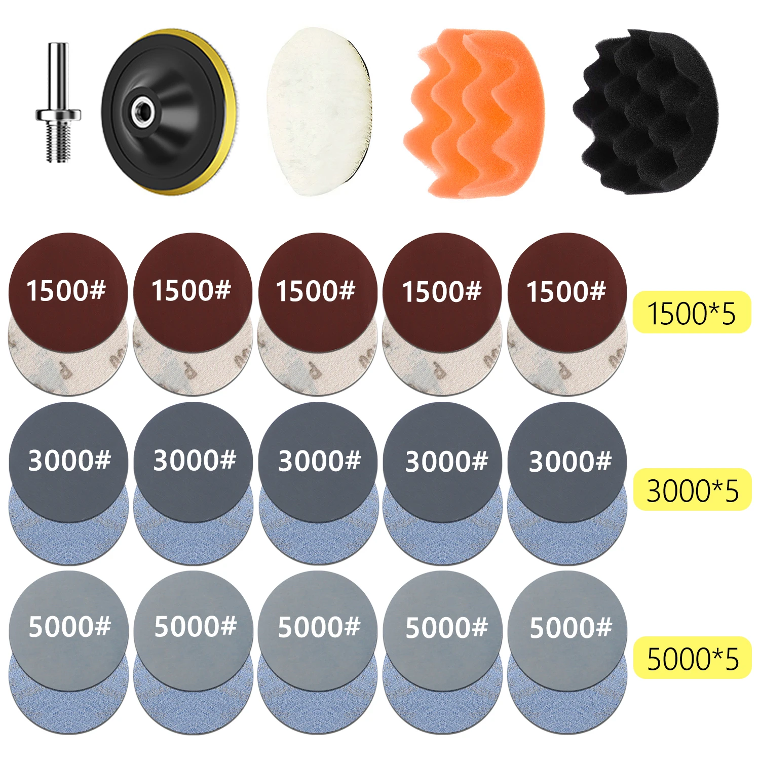 Farol Repair Restoration Kit com Lixa, Disco De Polimento De Carro, Esponja De Enceração Automática, Lixadeira, 3 Polegadas, 75mm, Carro Detalhando - Imagem 8