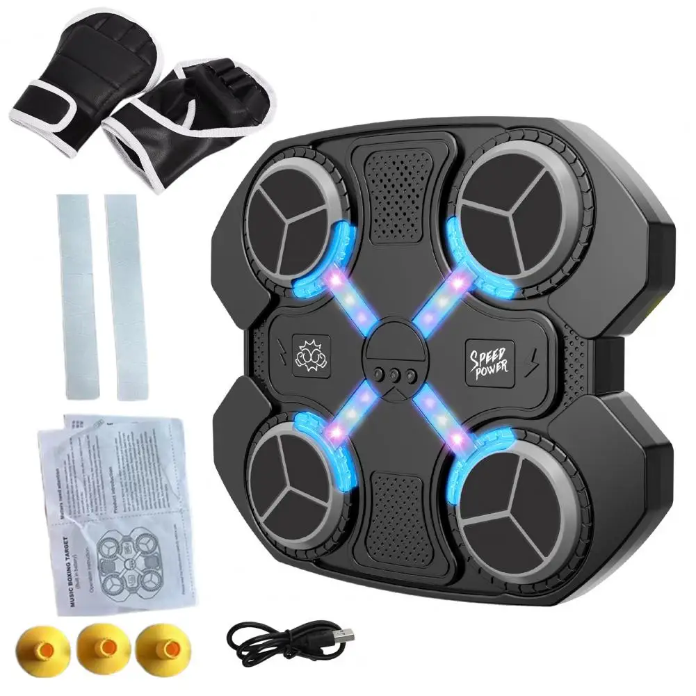 Máquina de boxe inteligente, treinador de alvo de parede de música doméstica com luvas, equipamentos de jogos para crianças e adultos, descompressão com bluetooth