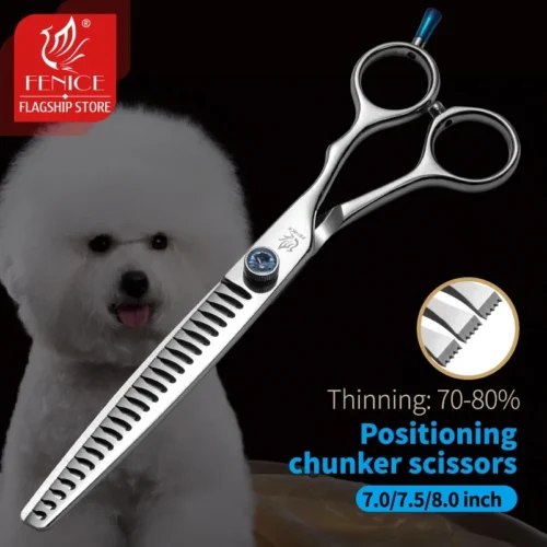Tesoura profissional Fenice para cuidados com animais de estimação, pedaços de tesoura para beleza de cães, Cães Itens desbaste, 7,0 7,5 8,0"