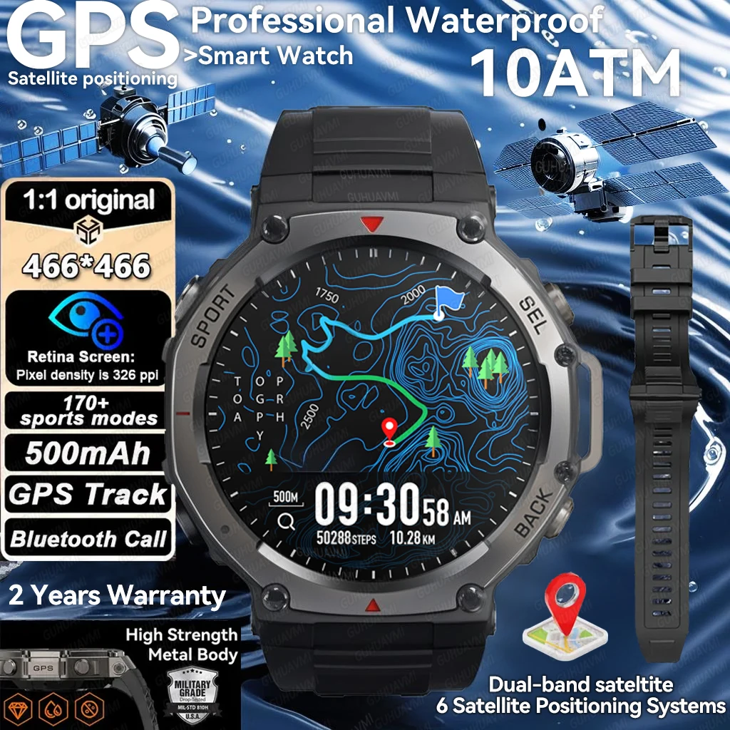 T-Rex 3 GPS Smart Watch 10ATM Waterproof Built-in Dual-band GNSS Compass Military Sport Smartwatch Men 2025 New For Xiaomi Ultra