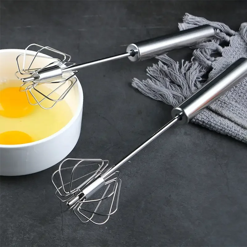 Whisk rotativo semiautomático, Whisk de aço inoxidável, Creamer com alça de vaso de madeira de faia, Kitchen Hand Mixer, G041 - Imagem 5