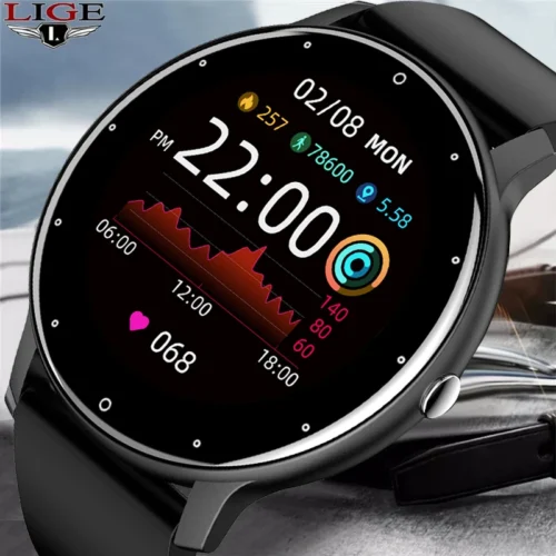 LIGE 2025 Novo Smartwatch Masculino com Tela Sensível ao Toque, Ideal para Esportes e Fitness, Resistente à Água IP67, Bluetooth, Compatível com Android e iOS + Caixa