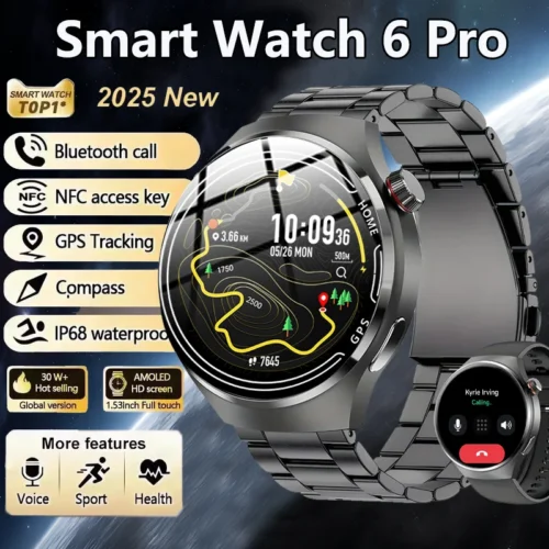 Novo Smartwatch Masculino 2025 com NFC, S10 Pro, GPS, Tela AMOLED HD 360*360, Monitoramento de Frequência Cardíaca, Chamadas Bluetooth, Monitoramento de Saúde e Smartwatch Feminino.