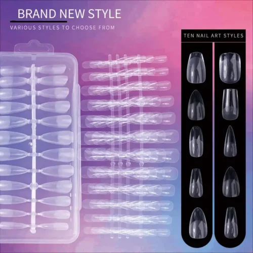 Imprensa de unhas falsas em dicas para extensão de unhas completa falso acrílico dedo curto artificial cápsulas americanas longo macio gel amêndoa