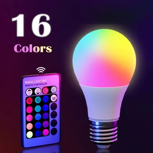 Multicolor RGB Lâmpada LED, 16 Cores, E27 Base, 220V, Iluminação Doméstica, Regulável, 24 Key, Controle Remoto, Atmosfera Neon Light