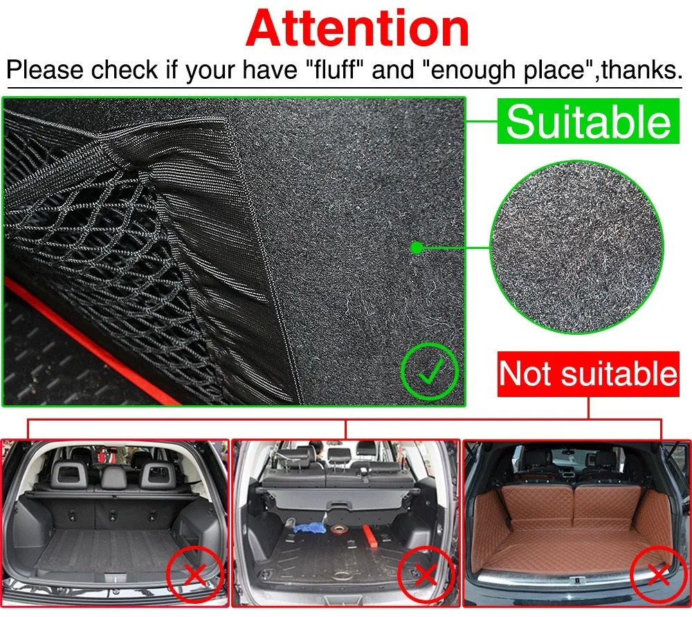 Tronco do carro corda de náilon net/bagagem net com suporte para volkswagen vw golf 5 6 7 gti tiguan passat b5 b6 b8 jetta mk5 mk6 polo - Imagem 6