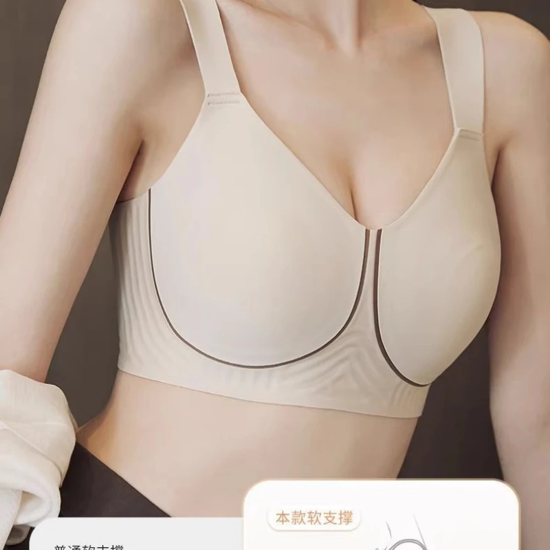 Sutiã minimizador diário plus size, lingerie de verão sem costura com suporte lateral, conforto sem fio anti-flacidez cobertura total MOYISU - Imagem 4