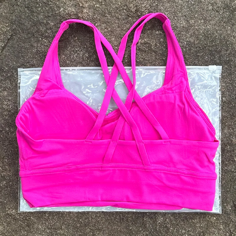 Sutiã feminino de cor sólida com costas cruzadas, roupa íntima fitness macia, sutiã esportivo, academia, yoga, treino atlético com almofada no peito - Imagem 8