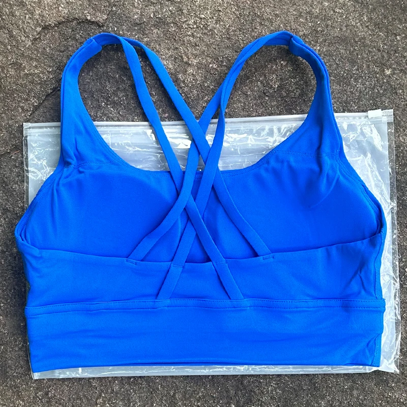 Sutiã feminino de cor sólida com costas cruzadas, roupa íntima fitness macia, sutiã esportivo, academia, yoga, treino atlético com almofada no peito - Imagem 9