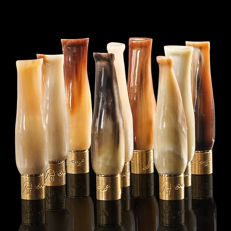 Tubo grosso do suporte do filtro do cigarro, Chifre de Yak Natural, Mini tubo lavável reutilizável - Imagem 6