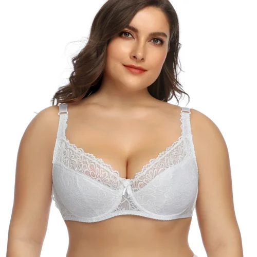 Sutiã de renda lisa para mulher plus size sutiã com fio sem espuma lingerie de copo completo 34e 36e 38d 38e 40d 40e 42d 42e 44e 46e 48e-6003