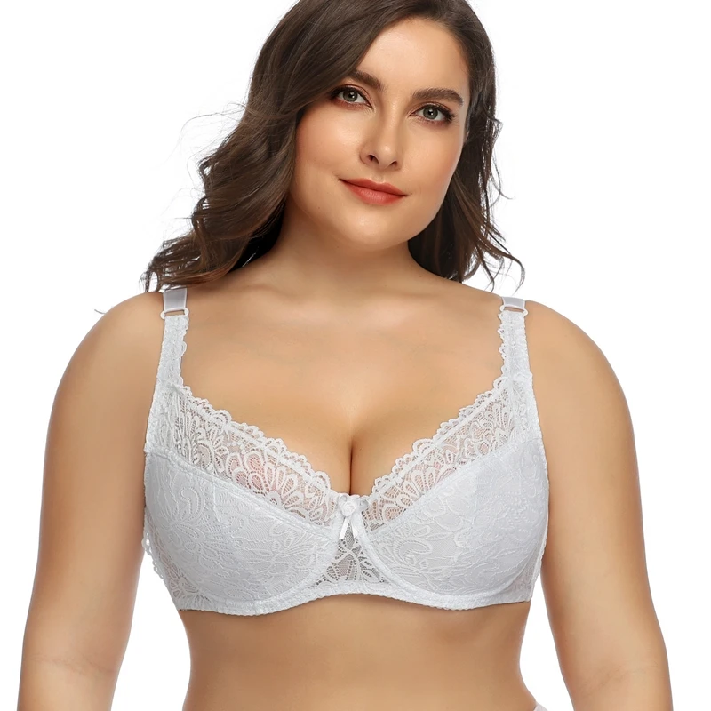Sutiã de renda lisa para mulher plus size sutiã com fio sem espuma lingerie de copo completo 34e 36e 38d 38e 40d 40e 42d 42e 44e 46e 48e-6003