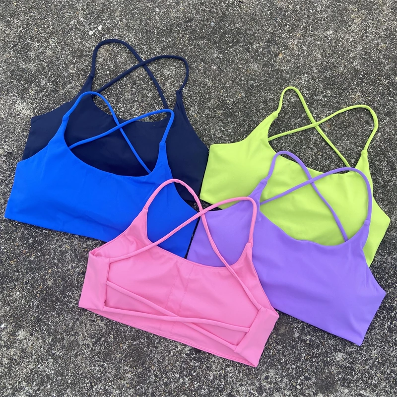 Sutiã esportivo feminino sexy alças cruzadas volta fitness bralette alto impacto ginásio yoga treino colheita superior colete push up correndo roupa interior