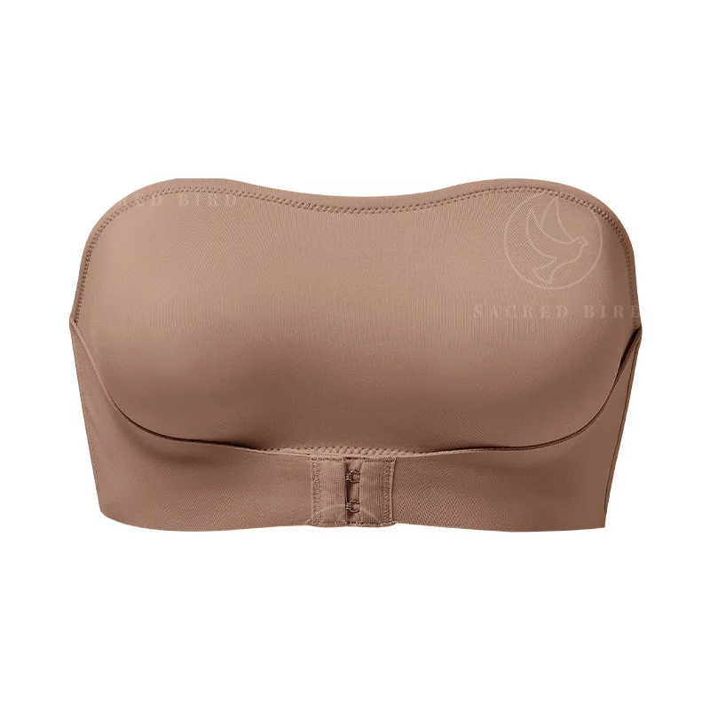 Venda quente Novo design eficaz à prova de deslizamento lateral uma peça bralette acolchoado seda gelo sem alças sutiã para mulher - Imagem 9