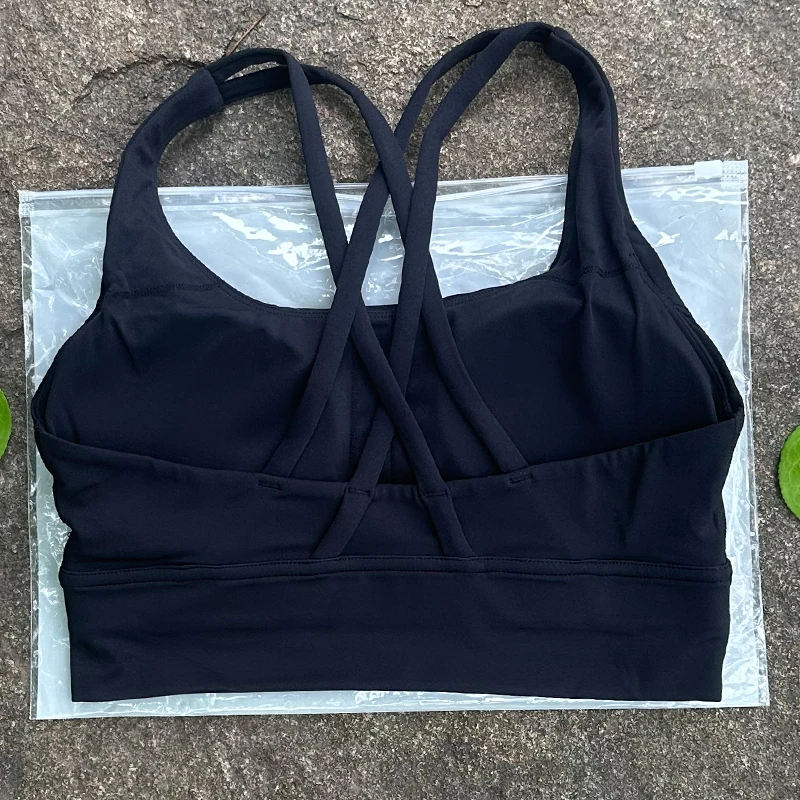 Sutiã feminino de cor sólida com costas cruzadas, roupa íntima fitness macia, sutiã esportivo, academia, yoga, treino atlético com almofada no peito - Imagem 11