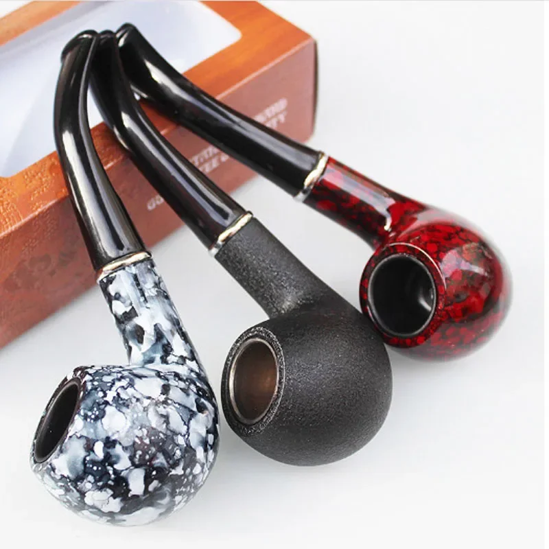 Resina vintage durável tabaco fumar cachimbo preto pipas reduzir alcatrão filtro de cigarro presente masculino tabaco fumar gadgets