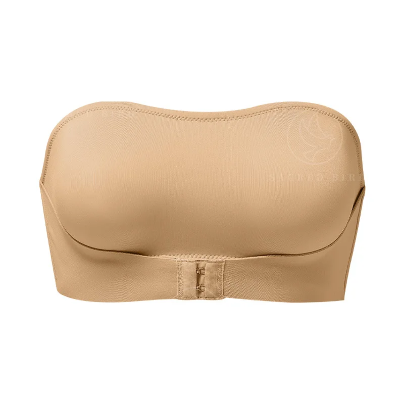 Venda quente Novo design eficaz à prova de deslizamento lateral uma peça bralette acolchoado seda gelo sem alças sutiã para mulher - Imagem 12