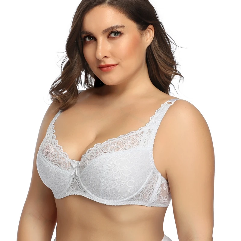 Sutiã de renda lisa para mulher plus size sutiã com fio sem espuma lingerie de copo completo 34e 36e 38d 38e 40d 40e 42d 42e 44e 46e 48e-6003 - Imagem 3