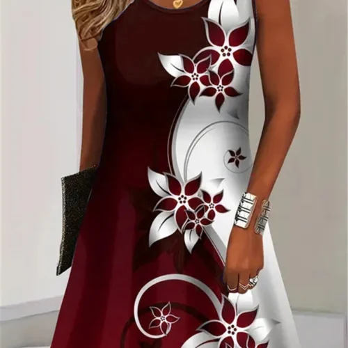 Moda floral padrão feminino mini vestidos de verão sem mangas flor 3d impressão rua tendência senhoras vestido 3xl plus size vestido casual