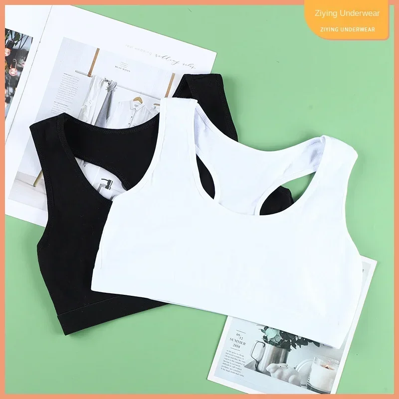 Roupa íntima esportiva estilo colete com anel não de aço de cor sólida, sutiã tendência fitness, roupa íntima de algodão