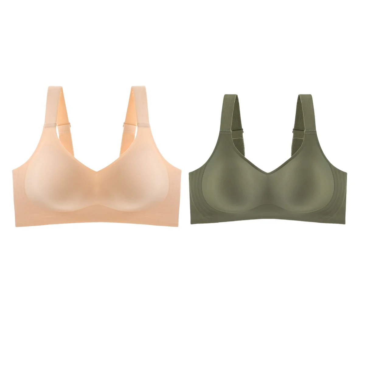 2 pçs/set sutiãs para mulheres esportes topos sem costura roupa interior acolchoada lingerie sexy alças largas sutiã feminino íntimo - Imagem 9