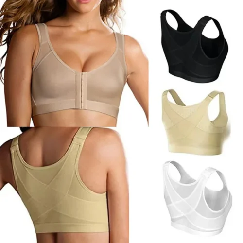 Colete sutiãs S-5XL fechamento frontal corretor de postura levantar sutiã feminino push up cruz volta roupa interior à prova de choque suporte esportivo fitness