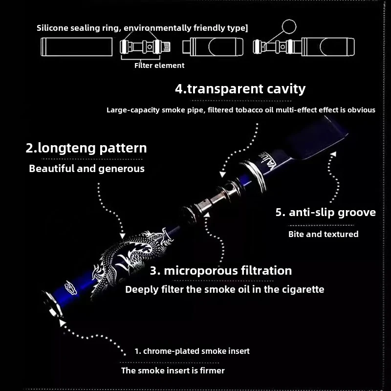 2024 novo filtro de cigarro reutilizável atualizado-redutor de alcatrão portátil, fumar mais saudável, suporte ecológico sem vazamento de óleo - Imagem 6