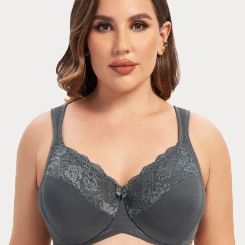 MELENECA Sutiã feminino com aro de cobertura total minimizador plus size renda alça de almofada confortável